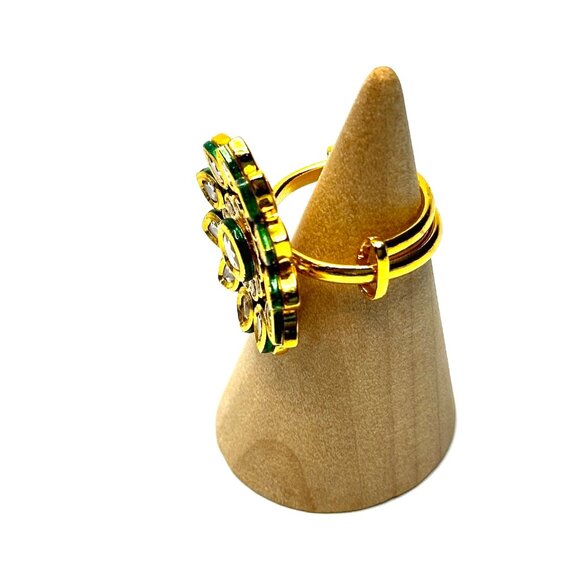 Vintage Indian Meenakari Pearl Tassel Earrings & Kundan Ring—Statement Set—EUC - Picture 13 of 14